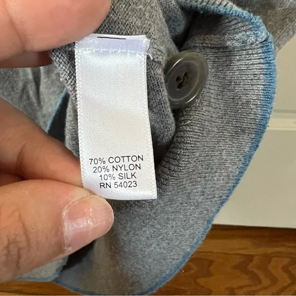 Banana Republic Men's Gray Cotton & Silk Blend Button Down Sweater Vest Size XL - Picture 7 of 9